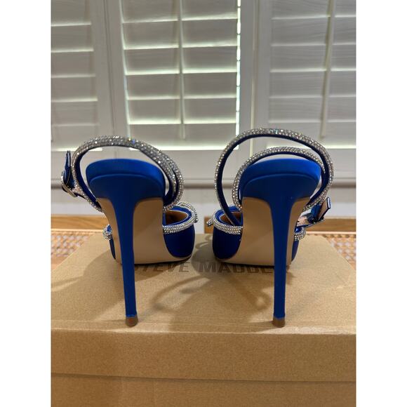 Steve Madden Viable Heels Cobalt Blue Rhinestones Bow Design Size 6.5 NIB Dressy - Picture 8 of 12